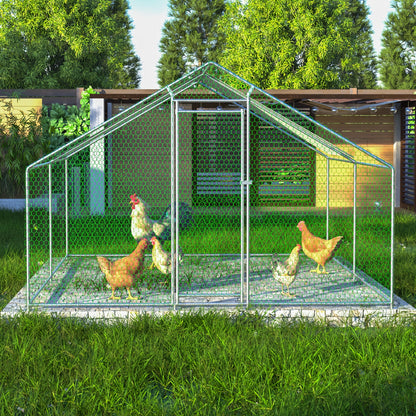 3m x 4m x 2m Outdoor Chicken Coop with Safety Lock and Waterproof PE Fabric, Metal Material, Suitable for Chickens, Rabbits, and Other Small Animals