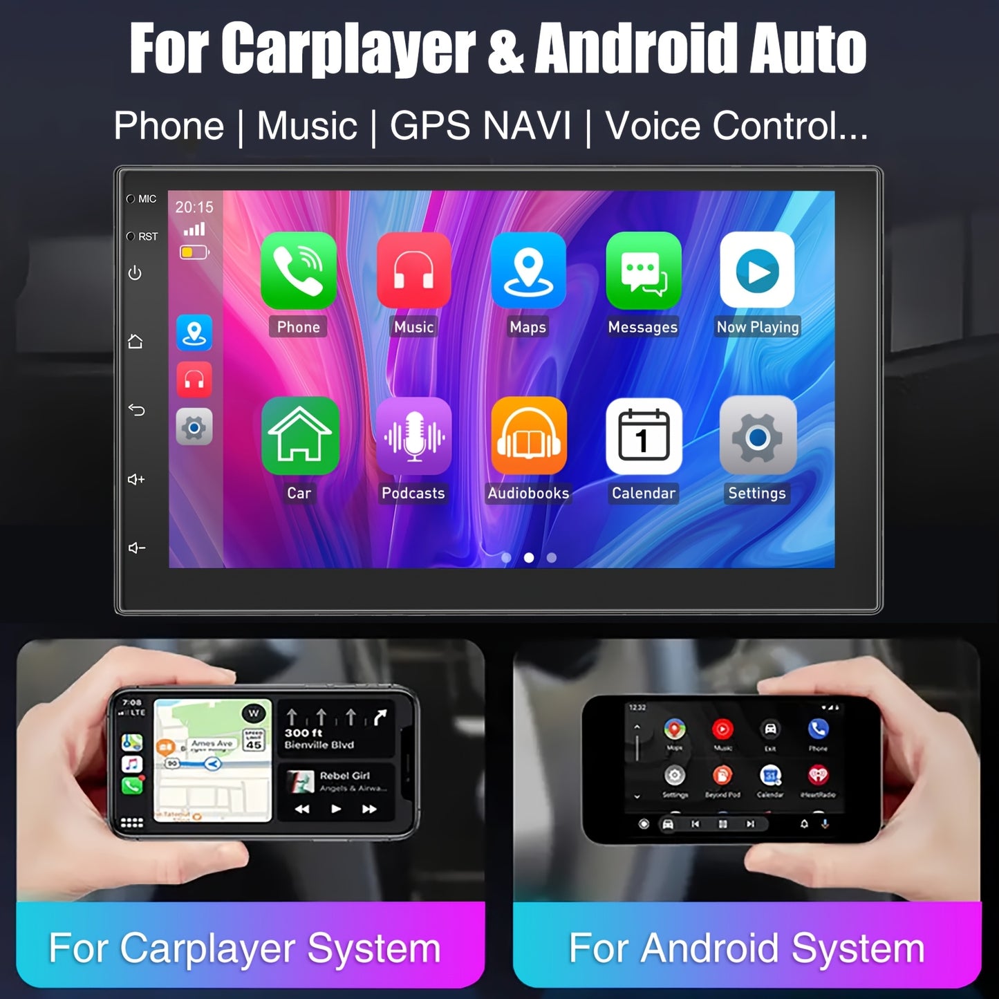 Autoradio – Autostereo – 2 DIN Radio – Multimedia Speler – Android Auto – 7 Inch IPS Touchscreen – Android 14 Quad-Core – Inclusief Dashcam & Achteruitrijcamera