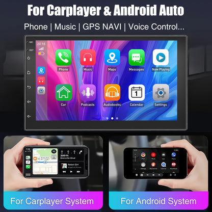 Android 14 Autoradio – 2 DIN Auto Stereo – Multimedia Speler – Touchscreen Radio – GPS Navigatie – 7 Inch IPS Scherm – Draadloze CarPlay & DAB+ Adapter