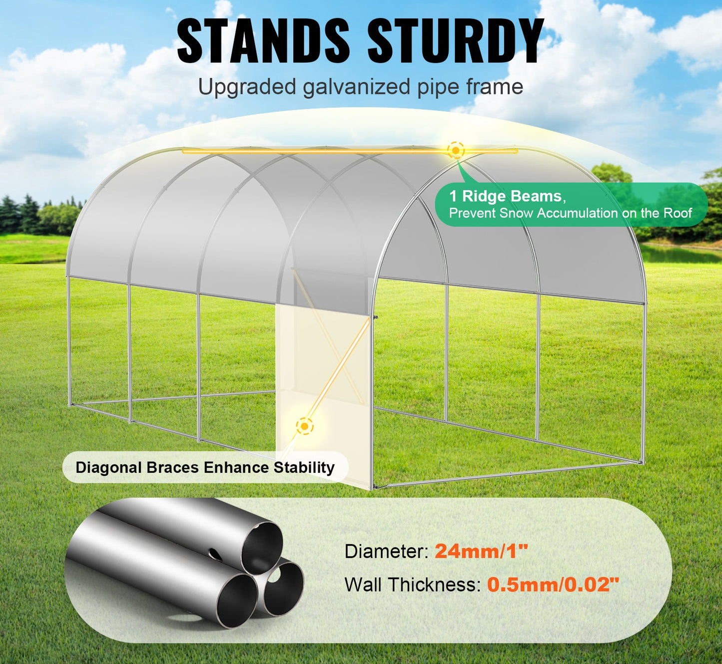 Walk-in Kweekkas – Serre – Tuinkas – Groentekas – Plantenkas – Ruim 4,5x2,1x2,1m – Gegalvaniseerd Stalen Frame – Waterdichte UV-bestendige PE Hoes