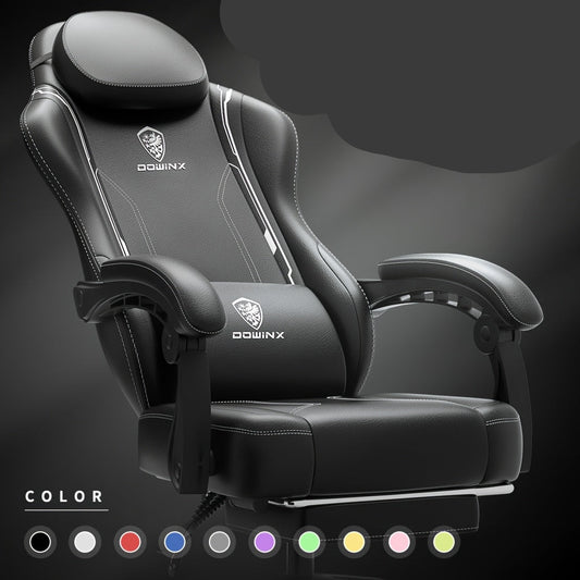 Gamingstoel – Gaming Chair – Bureaustoel – Gamestoel – Computergame Stoel – Ergonomische Lendensteun – Kunstleren Bekleding – 150 KG Draaggewicht – Brede Rugleuning – Zwart