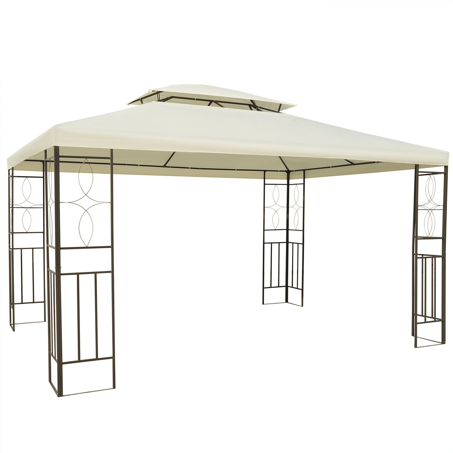 Tuinpaviljoen – Tuinkamer – Tuinhoek – Tuinprieel – Tuintent – Wit – 3 x 4 Meter – UV-Bestendig Polyester Dak – Verwijderbare Muskietennetten
