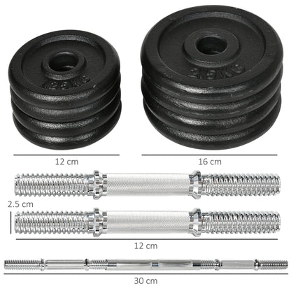 Dumbbell – Halter – Kettlebell – Gewicht – 2-in-1 Verstelbaar – 20 Kg Tot Gewicht – Roestvrij Staal – Zwarte Kleur