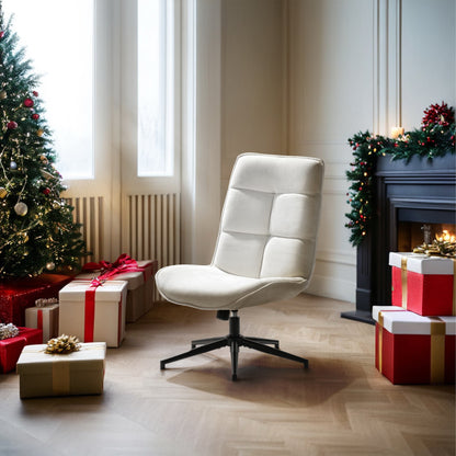 Draaifauteuil – Draaibare stoel – Relaxstoel – Bureaustoel – Fauteuil – 360° Swivel – Verstelbare Hoogte – Chenille Stof Beige 67x61x89-95 cm