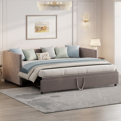 Gestoffeerd Bed – Sofa Bed – Uitklapbed – Sleeper Bed – Bedbank – Uitklapbaar Tweepersoonsbed – 90x200/180x200 cm – Zacht Fluweelbekleed