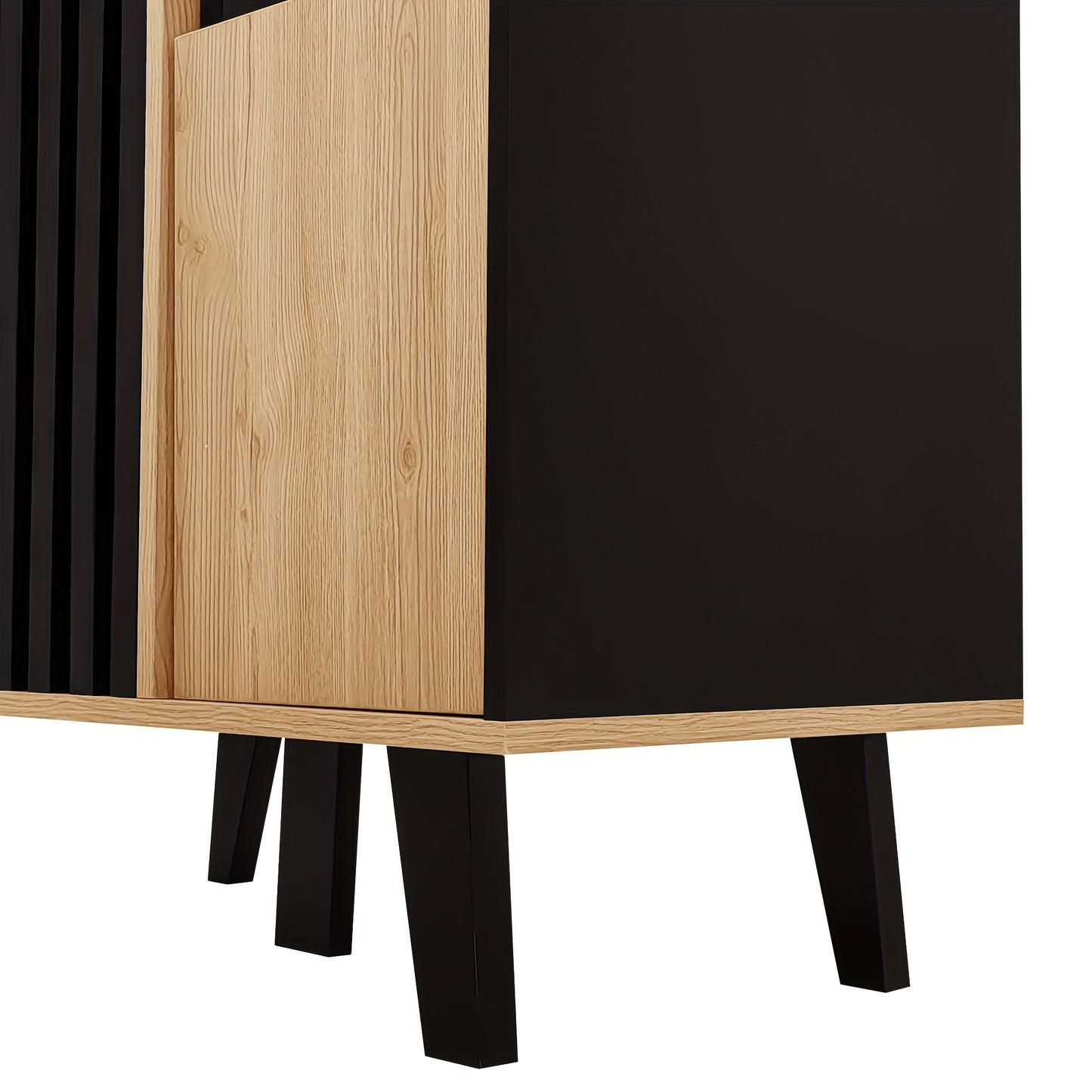 Dressoir – Dressoir Met Zijkasten – Opbergkast – Kast – Wandmeubel – Laminaten Afwerking – Uniek Zwart Houtnerfpatroon