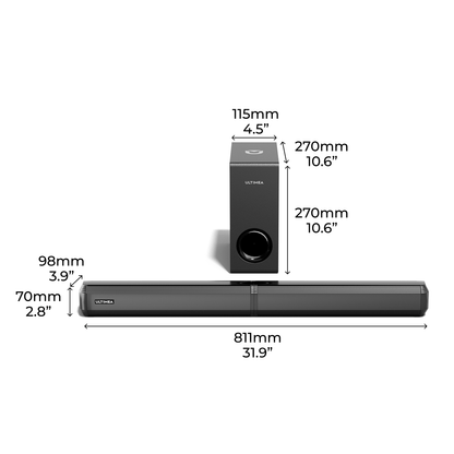 Soundbar – Home Cinema Speaker – Tv Speaker – Draadloze Speaker – Hifi Speaker – 4.1-Kanaals Geluidssysteem – Afneembaar Design Met Draadloze Subwoofer