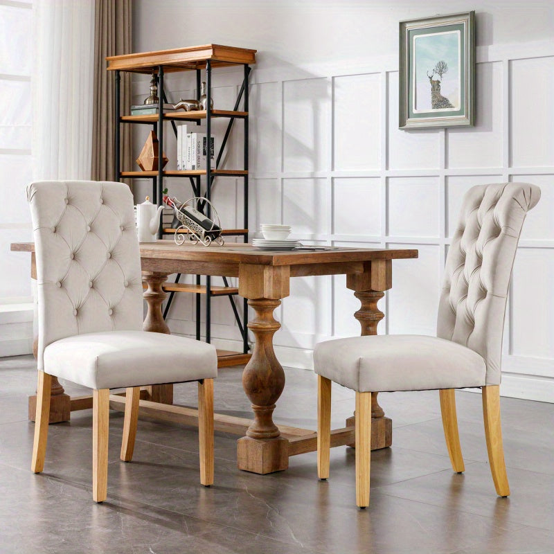 Stoelenset – Eetkamerstoelen – Woonkamstoelen – Keukenstoelen – Loungestoelen – 6-delige Set – Zachte Velvet Bekleding – Stevige Eikenhouten Poten