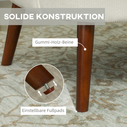 Fauteuil – Loungestoel – Relaxstoel – Zetel – Leunstoel – Crèmewit – Hoogwaardig Polyester – Houten Poten – Max. 120 kg