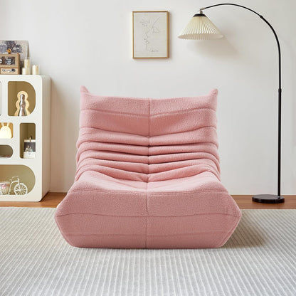 Comfortabele Leesstoel – Relaxstoel – Zitzak – Fauteuil – Lounge Stoel – Luxe Lammyou Bekleding – Hoogwaardige Schuimvulling – Lichtgewicht – Compact – Roze