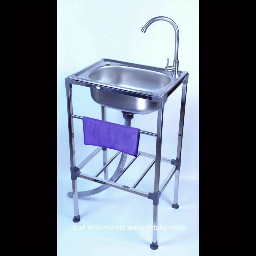 Single Bowl Kitchen Sink, Freestanding Sink with Hot And Cold Water Faucet, Portable Camping Sink, Suitable for Outdoor/Indoor Single Bowl Washbasin, 1 Bowl Commercial Sink, Portable Sink, Kitchen Sink Single Bowl, Outdoor Si