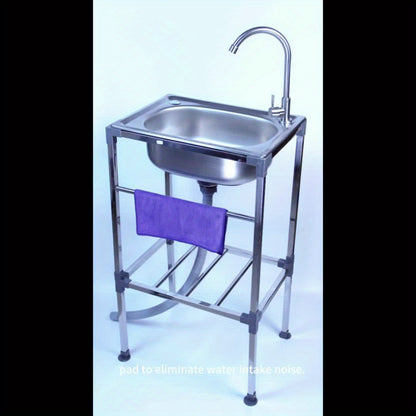 Single Bowl Kitchen Sink, Freestanding Sink with Hot And Cold Water Faucet, Portable Camping Sink, Suitable for Outdoor/Indoor Single Bowl Washbasin, 1 Bowl Commercial Sink, Portable Sink, Kitchen Sink Single Bowl, Outdoor Si