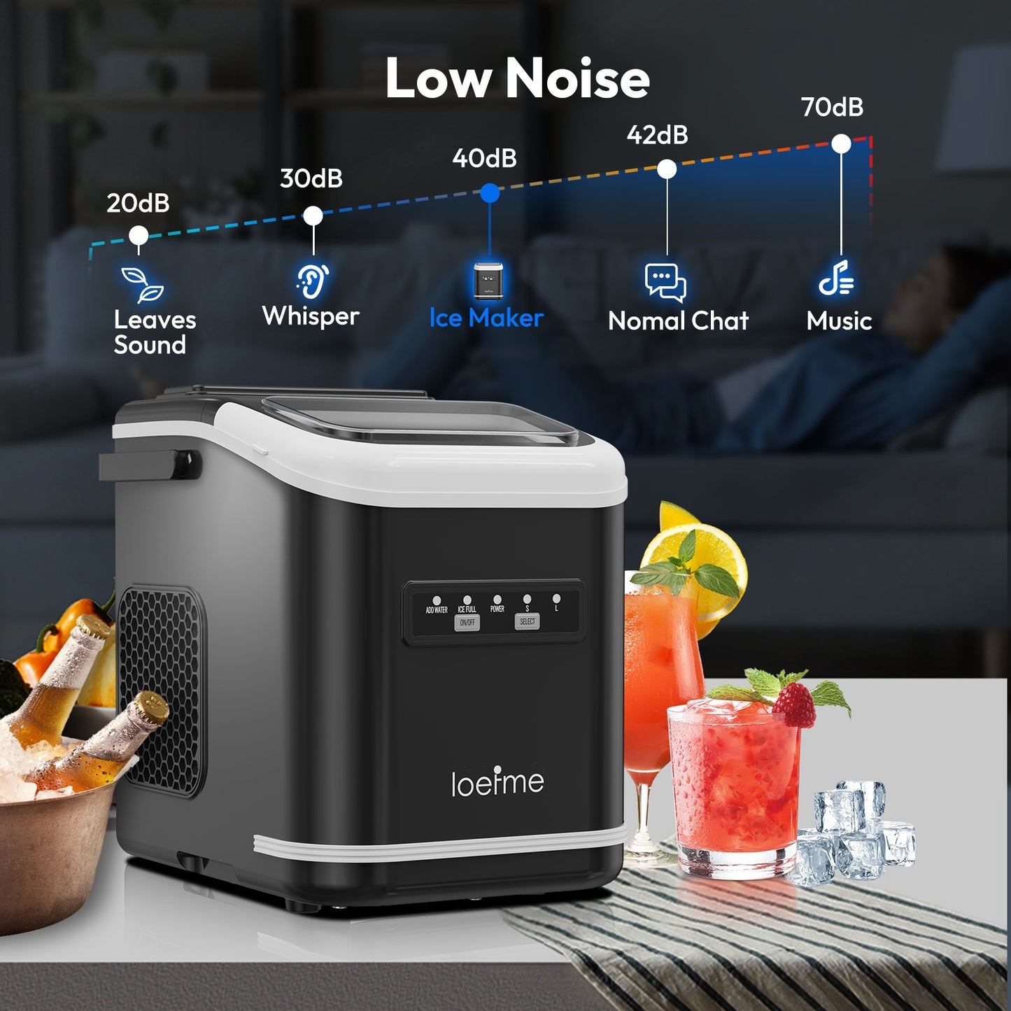 IJsmachine – IJsmaker – Mini IJsblokjesmaker – Zelfreinigend – Compact – 1,4L Capaciteit – Maakt 9 IJsblokjes in 6 Minuten – Draagbaar Met Handvat