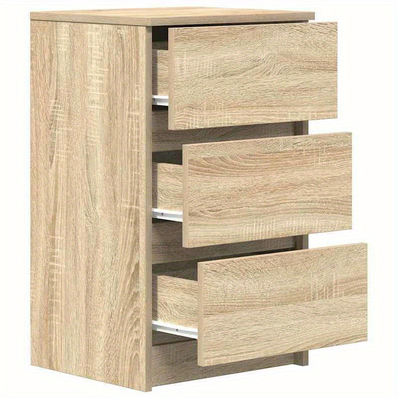 Nachtkastje – Bijzettafel – Nachtkast – Ladekastje – Opbergkast – Set van 2 – 3 Lades – Massief Eikenhout – Compact 39x35x65 cm
