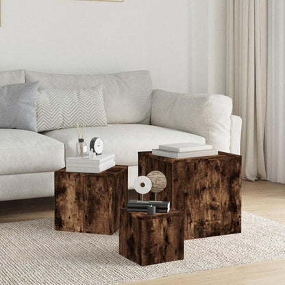 Side tables 3pcs. Smoking oak wood material Practical and sturdy, Bedroom Storage, Small Space Solution, Sleek Furniture, Stylish Decor, Quality Craftsmanship, Durable Material, Multipurpose Tables, Furniture Shoppers, Apartm