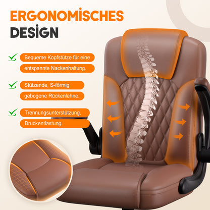 Office Chair with a Load Capacity of 150 Kg, Ergonomic Office Chair, Swivel Chair, Height Adjustable, Leather Office Chair