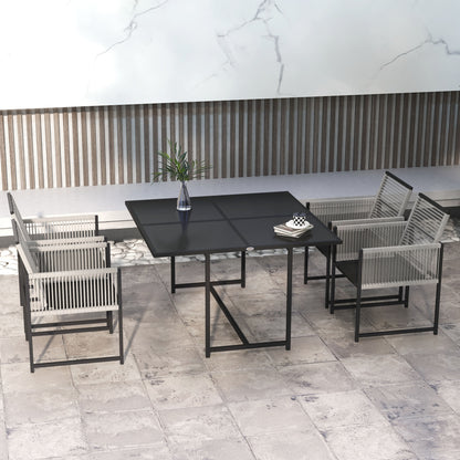 Tuinset – Diningset – Loungeset – Bistroset – Zitgroep – 5-delig – Gehard Glas Tafelblad – Inklapbare Rugleuningen