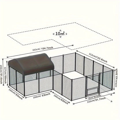 Kippenren – Kippenhok – Buitenren – Pluimveeverblijf – Dierenren – 10 m² – Gegalvaniseerd Stalen Frame – UV- en Waterbestendige Oxford Hoes
