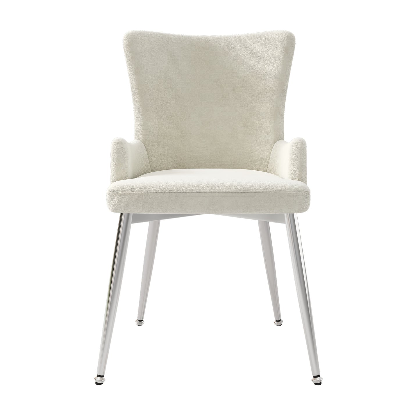 Velvet Eetkamerstoelen – Eetkamerstoelen Zonder Armleuningen – Luxe Stoelen – Velours Stoelen – Beige Stoelen – Metalen Frame – Comfortabel Schuim