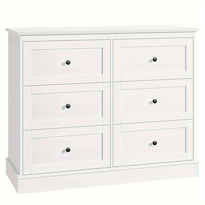 Ladekast – Ladenkast – Dresser – Opbergkast – Kledingkast – Wit – 6 Lades – Duurzaam Hardhout – Ruime Opbergruimte 3,2+ m³