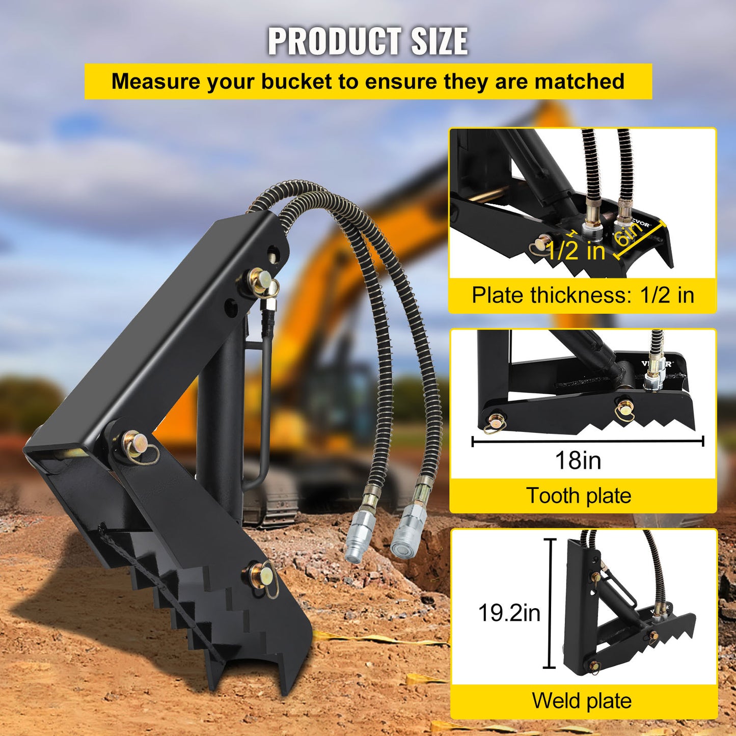Graafmachine Greep – Graafmachine Steelvinger – Hydraulische Greep – Graaflaars – Excavator Thumb – 18 Inch Lengte – Sterk Gehard Staal