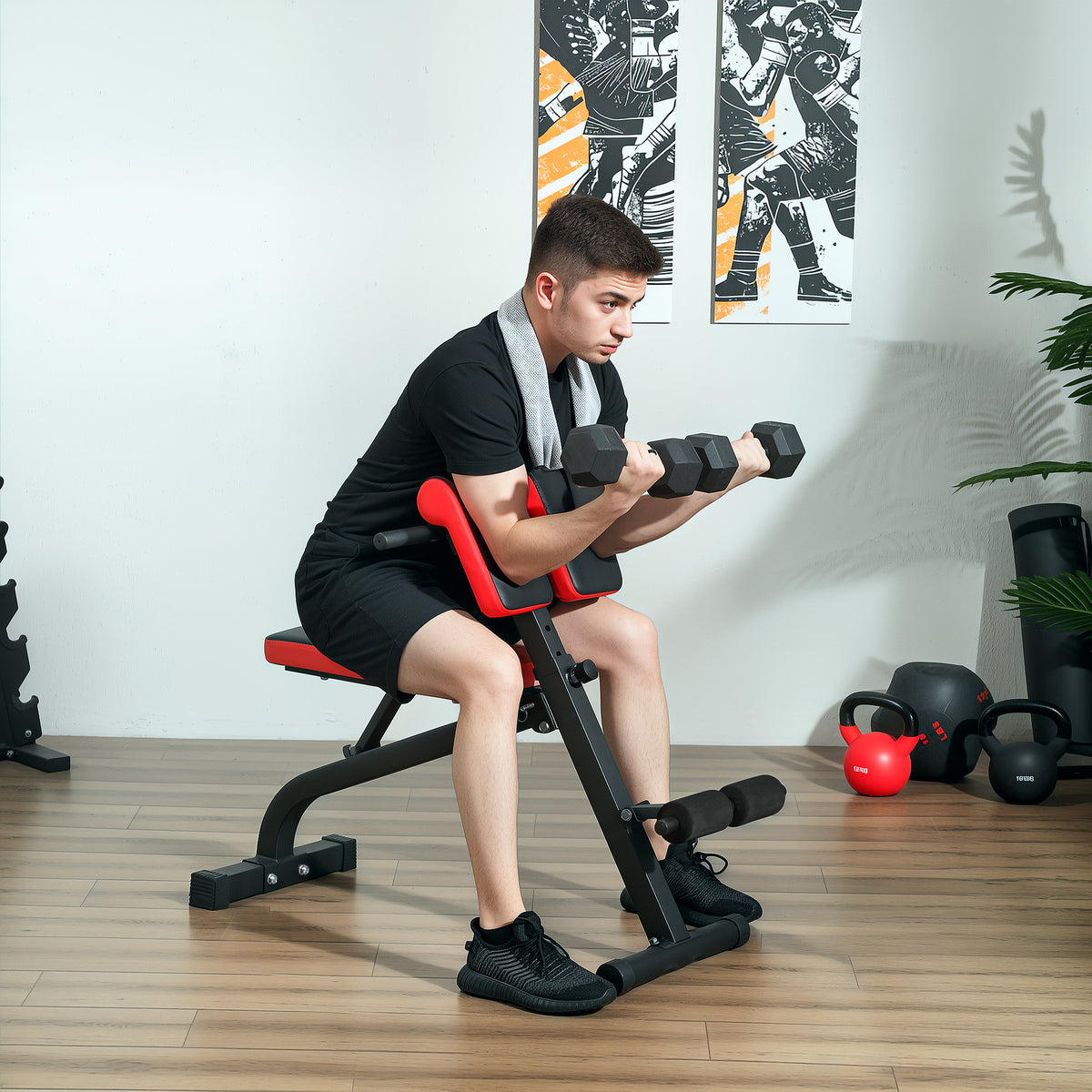 Fitnessbank – Gymbank – Trainingsbank – Opvouwbare Fitnessbank – Zwart – Draagvermogen 120 kg – Stalen Frame
