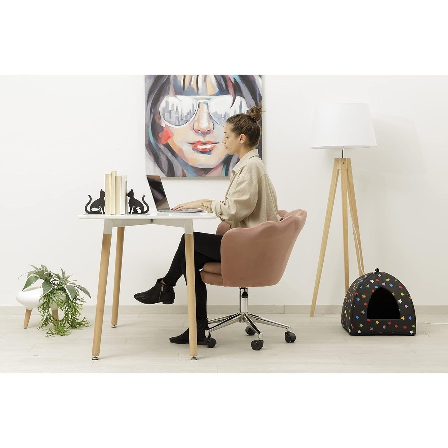Fluwelen Bureaustoel – Velvet Stoel – Draaistoel – Werkstoel – Bureaustoel met Wieltjes – Blush Roze – Verstelbare Zithoogte – Ergonomisch Comfort