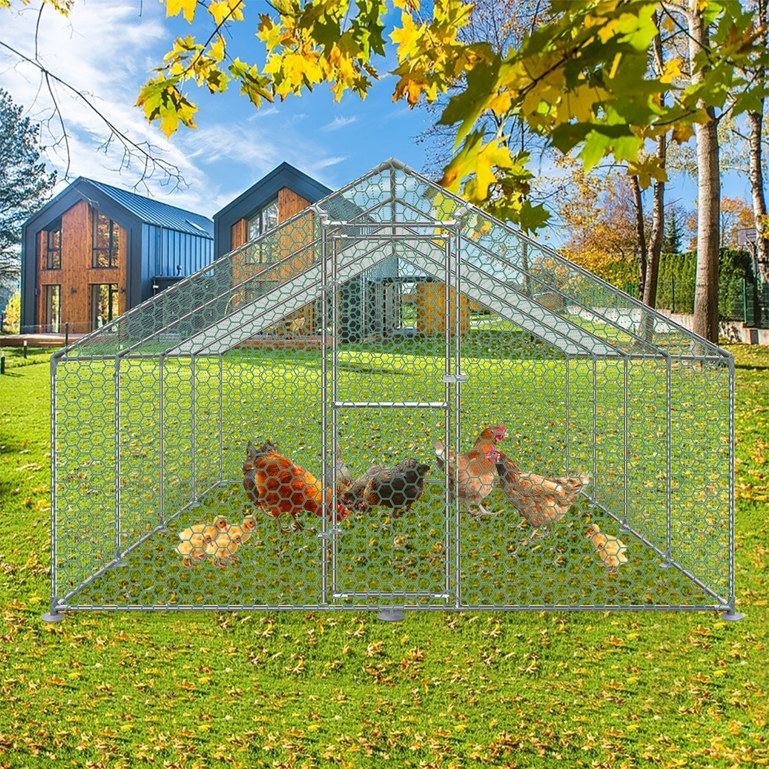 Kippenhok – Kippenren – Pluimveekooien – Buitenren – Dierenren – Metalen Frame – 3x6x2 Meter – Zonnebeschermend Dak