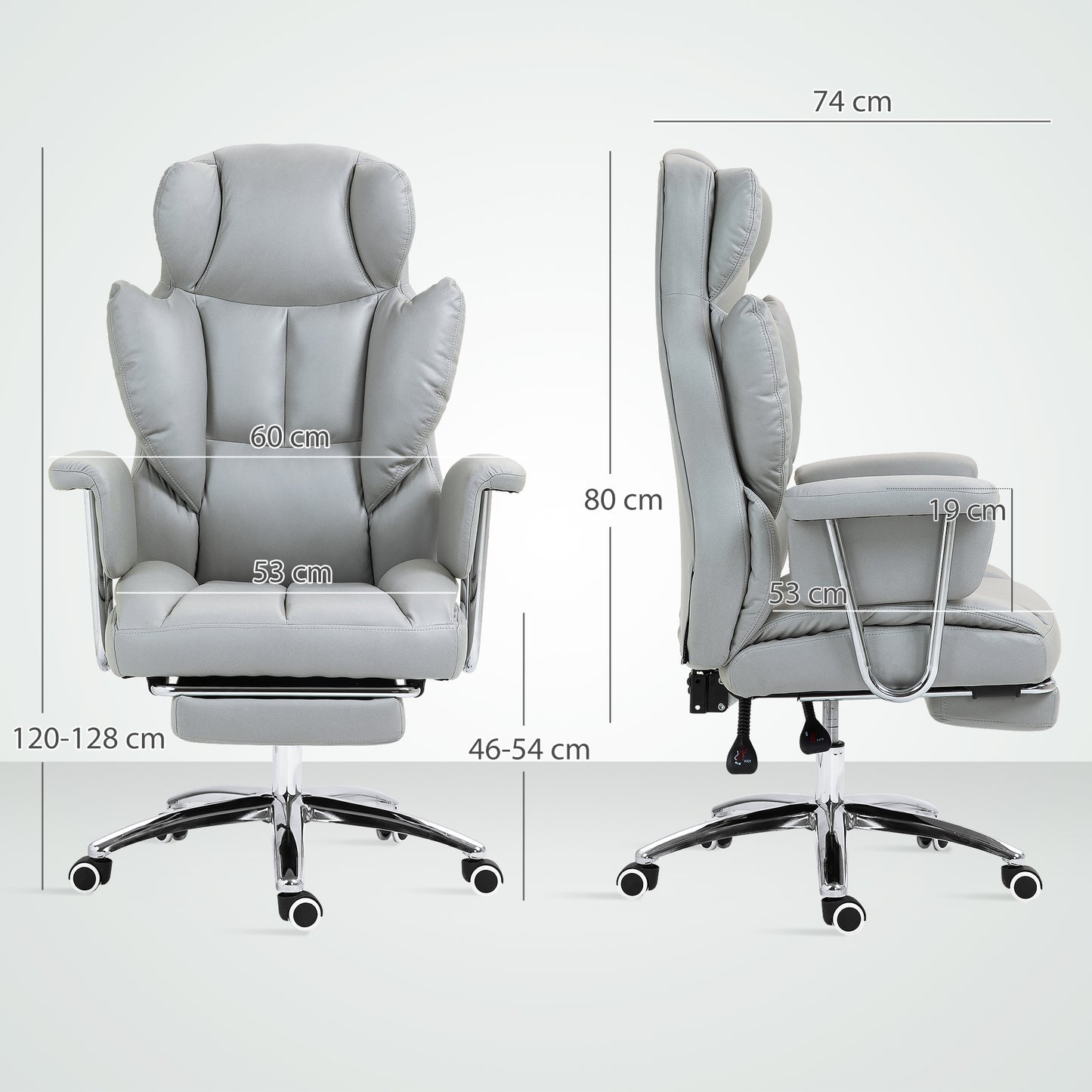Bureaustoel – Office Chair – Ergonomische Stoel – Draaistoel – Kantoorstoel – Verstelbare Rugleuning Tot 135° – In Hoogte Verstelbaar Met Voetensteun – Lichtgrijs – Max. 120 kg