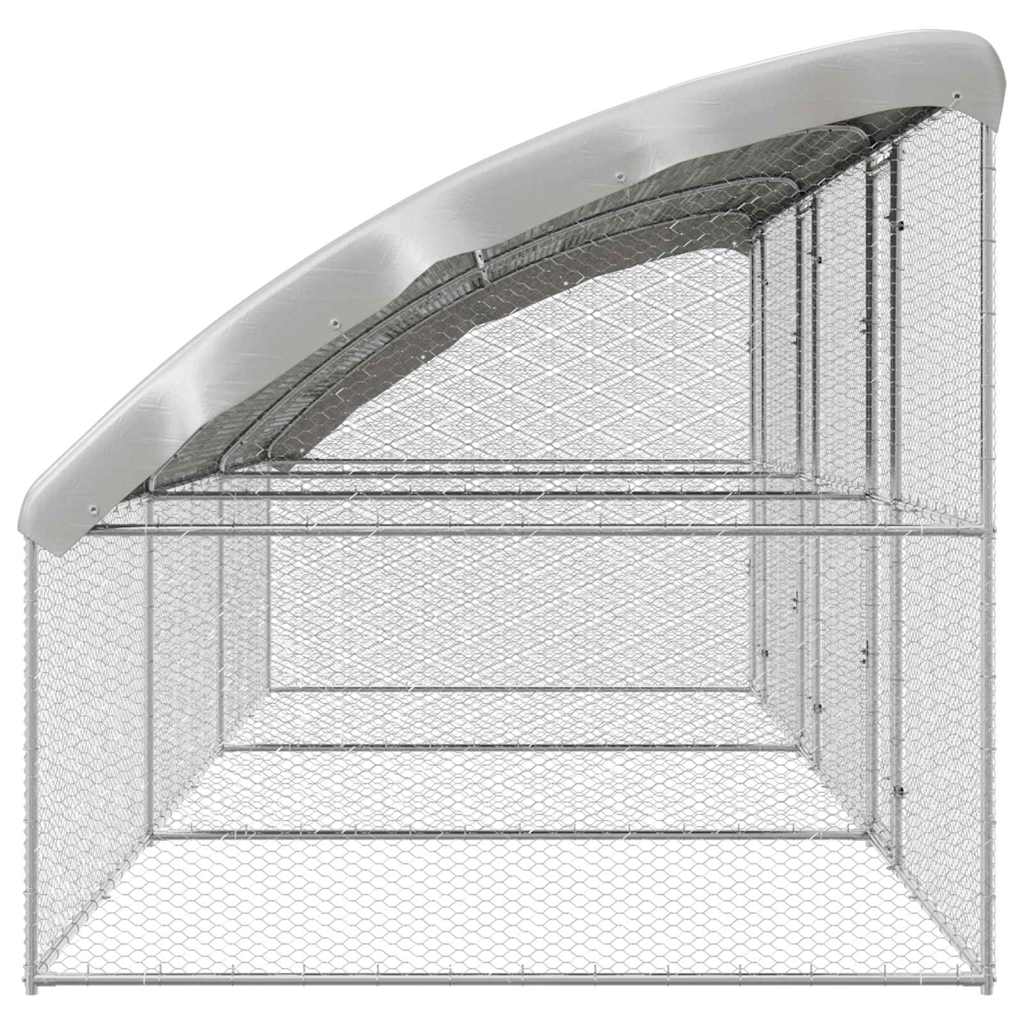 Kippenren – Kippenhok – Buitenren – Pluimvee Verblijf – Dierenhok – Gegalvaniseerd Staal – Weerbestendig – 600x200x198,5 cm