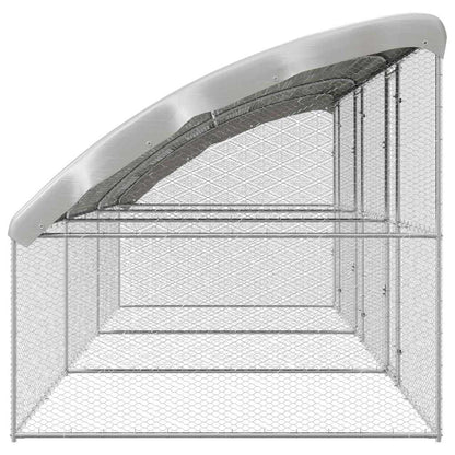 Kippenren – Kippenhok – Buitenren – Pluimvee Verblijf – Dierenhok – Gegalvaniseerd Staal – Weerbestendig – 600x200x198,5 cm