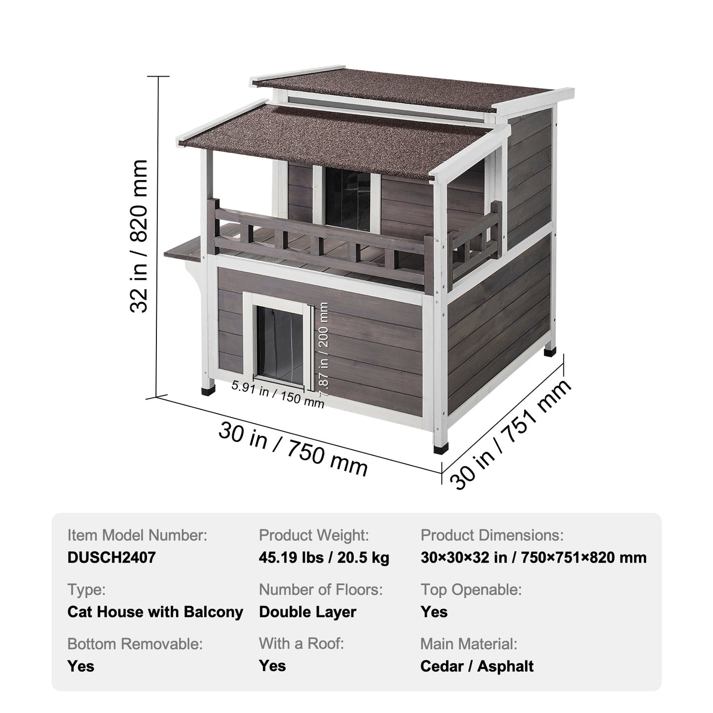 Kattenhuis Buiten – Kattenhok – Kattenverblijf – Kattenvilla – Kattenhut – Houten Twee Verdiepingen – Weerbestendig Met Balkon