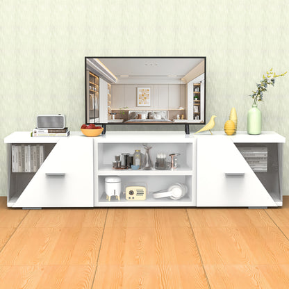 150cm Modern TV Cabinet Stand | White LED Light Entertainment Unit Cupboard with Storage, Suitable for 32-65 Inch TVs, Powered, Assembly Required, Brand: Oyajia