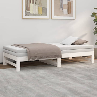Bedbank – Slaapbank – Logeerbed – Bedbank Met Lade – Bedbank Voor Kleine Ruimte – Massief Dennenhout – Lattenbodem – 205,5x158x30 cm