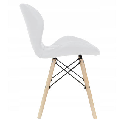 Leren Stoel – Eetkamerstoel – Bureau Stoel – Woonkamer Stoel – Design Stoel – Eco-leer Zitting – Beukenhouten Poten – 48x44x73 cm – Draagkracht 120 kg