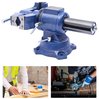 Bankschroef – Werkbankschroef – Tafelbankschroef – Draaibare Klem – Gietijzeren Klem – 360° Rotatie – Spanwijdte 100 mm