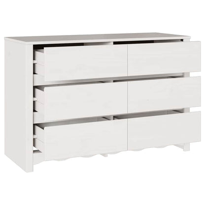 Ladenkast – Ladekast – Dressoir – Opbergkast – Kommode – 6 Ruime Lades – Hoogwaardig Natuurlijk Hout – Mat Witte Afwerking