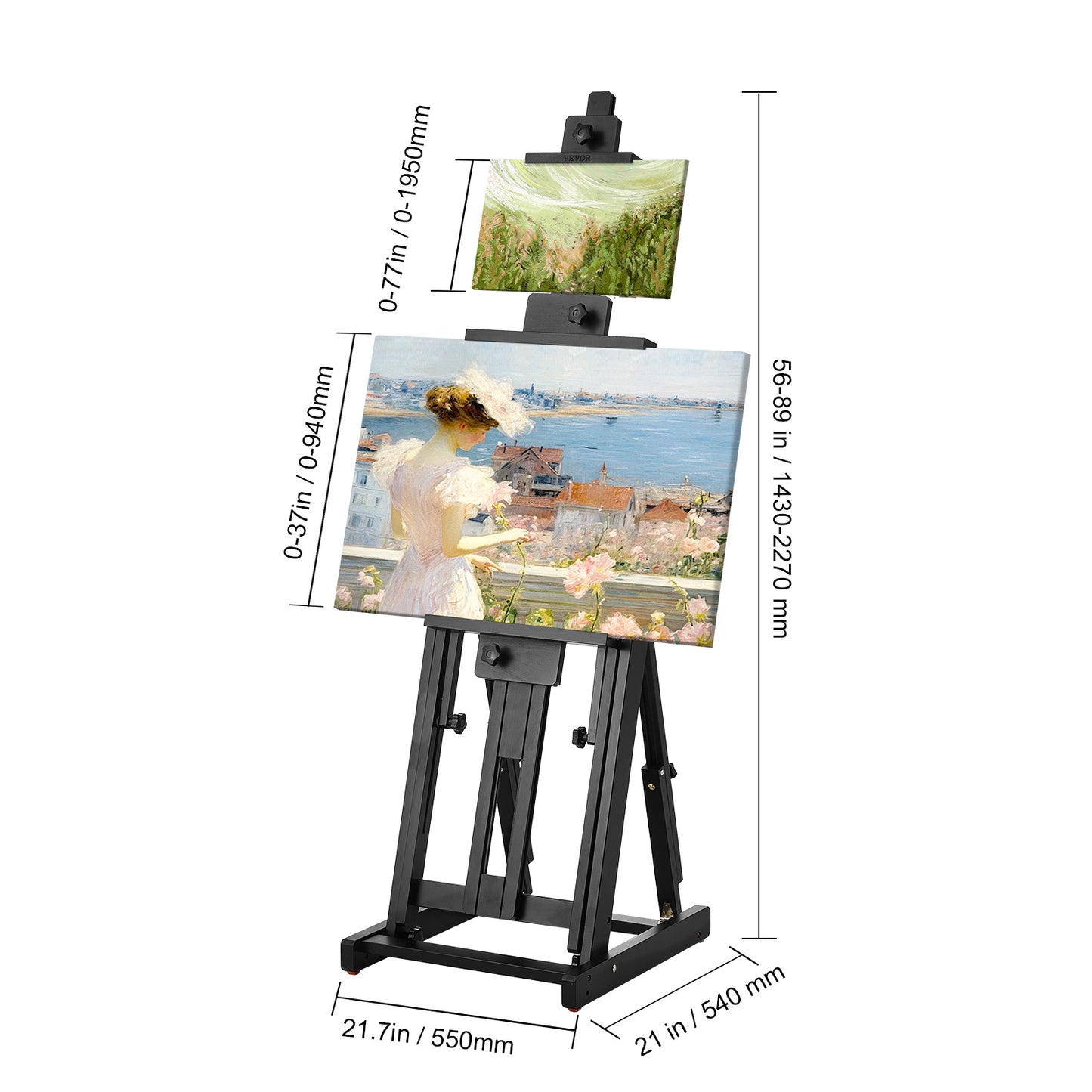Schildersbok – Schildersezel – Kunstenaars Ezels – H-frame Ezels – Beukenhouten Ezels – Verstelbare Canvashouder – Geschikt Tot 196 cm Hoogte