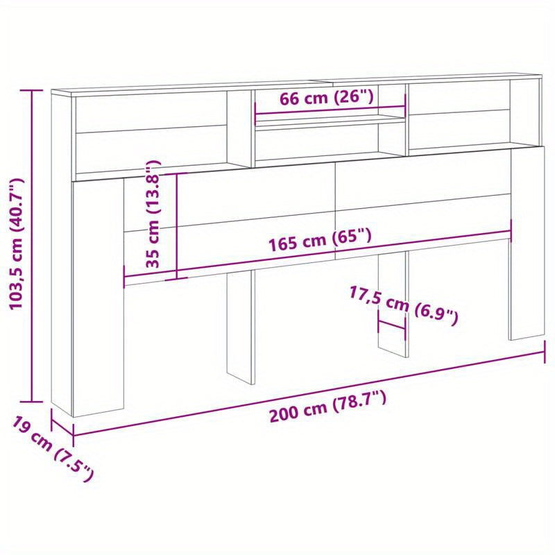 Hoofdeinde – Bedpaneel – Bedwand – Opberghoek – Houten Paneel – Artisan Eiken – 200x19x103,5 Cm – Duurzaam Eco-Design – Eenvoudige Montage