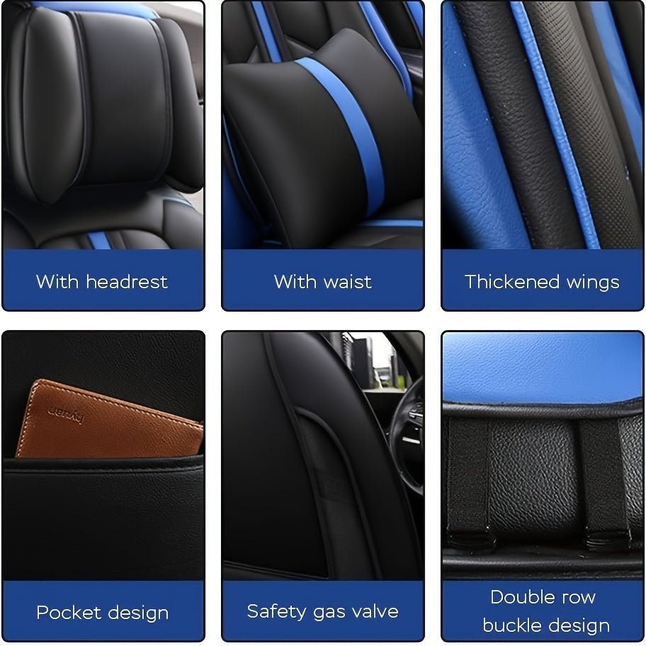 Autostoelhoes – Stoelhoes Auto – Autostoelhoes – Stoelbekleding Auto – Auto Interieur Bescherming – Universele Pasvorm – PU Leer Met Schuimvulling – Comfortabel Voor Alle Seizoenen – Complete Set Voor 5 Zits Auto