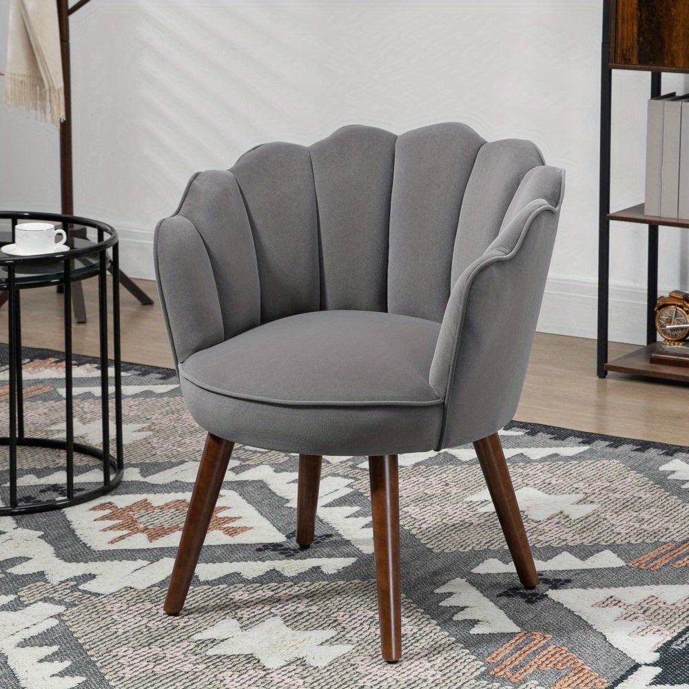 Eetkamerstoel – Keukenstoel – Stoel Met Rugleuning – Woonkamerstoel – Zitmeubel – Polyester Bekleding – Massief Houten Onderstel – Donkergrijs – 66 x 72 x 79 cm