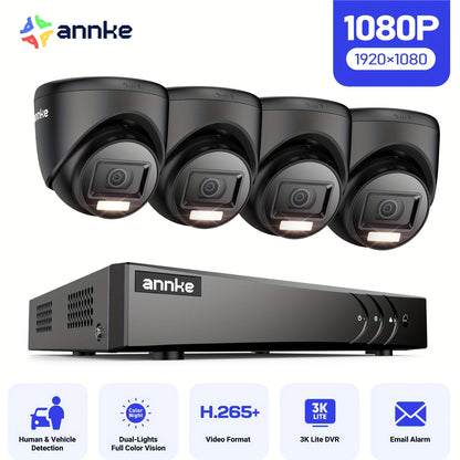 Beveiligingssysteem – Camerasysteem – Bewakingscamera – CCTV Systeem – Surveillance Kit – 8-kanaals DVR Recorder – AI Detectie Mens Voertuig – Nachtzicht 20 Meter