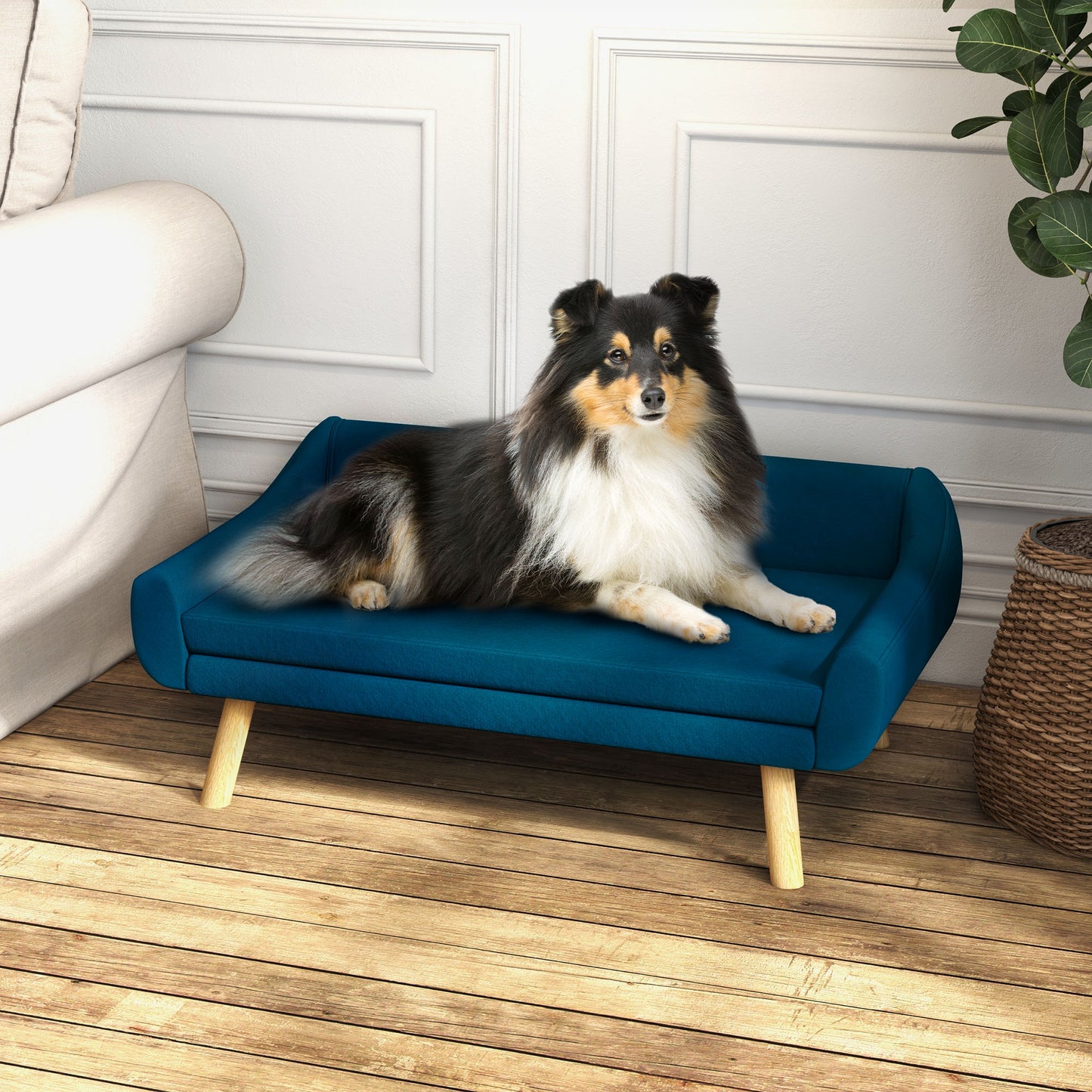 Huisdierbed – Dierenbank – Hondenbed – Kattenbed – Sofa – Scandinavisch Design – Afneembaar Wasbaar Kussen – Zacht Fluweel Polyester