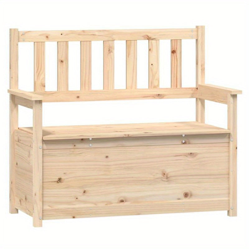 Opbergbank – Houten Bankje – Schoenenrek – Sidetable – Opbergmeubel – Massief Pijnhout – Moderne Bruine Afwerking – Met Verborgen Vak – Duurzaam en Robuust