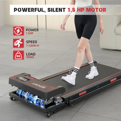 Loopband – Treadmill – Hardloopband – Fitnessapparaat – Elektrische Loopband – Opvouwbaar Design – Verstelbare Hellingshoek 10° – Snelheid 1-12 km/h – Draagkracht 100 kg – LED Display – Slimme Afstandsbediening