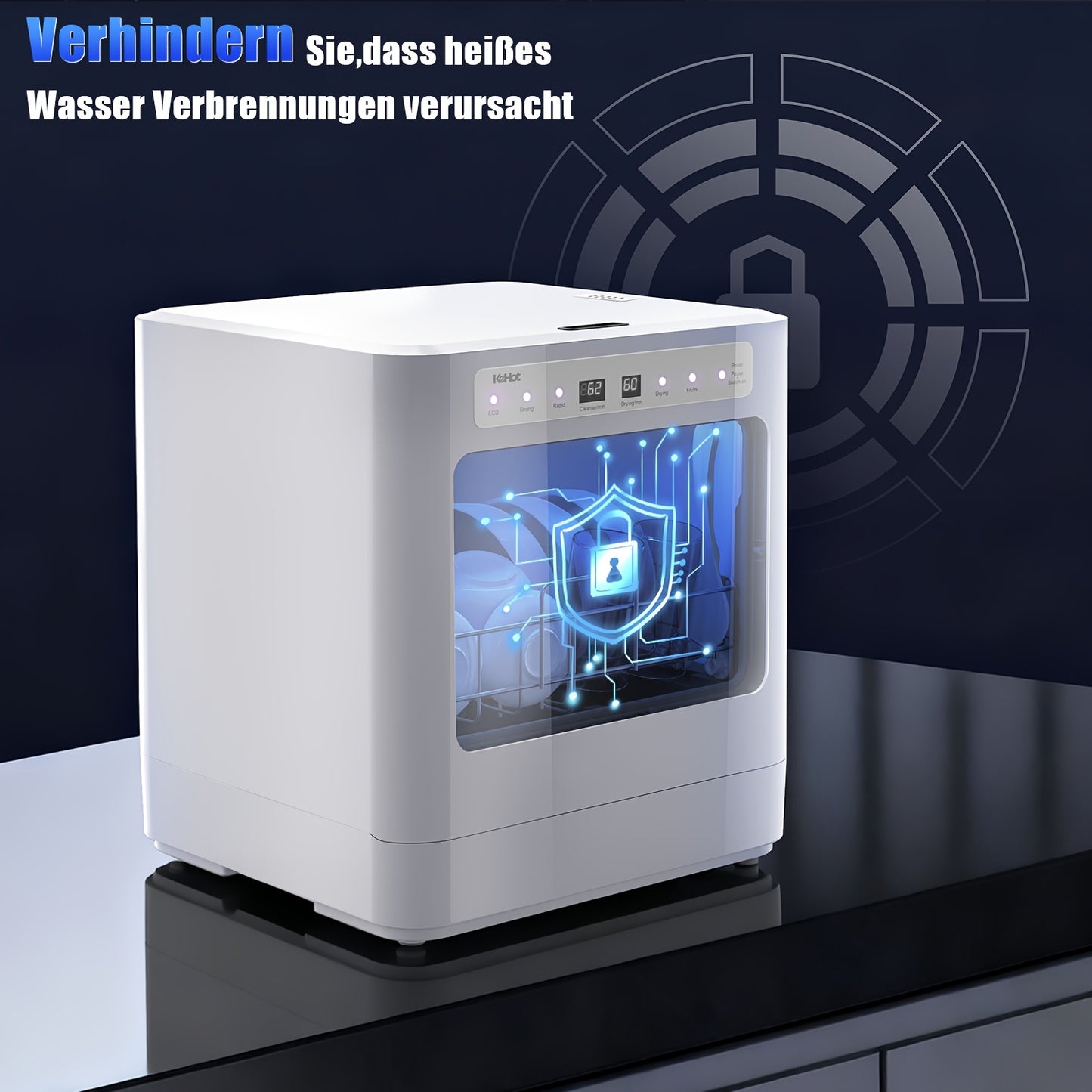 Aanrecht Vaatwasser – Mini Vaatwasser – Compacte Vaatwasser – Kleine Vaatwasser – Tafelmodel Vaatwasser – 5 Wasprogramma’s – Zelfaanzuigend Watersysteem – Wit (EU Stekker)