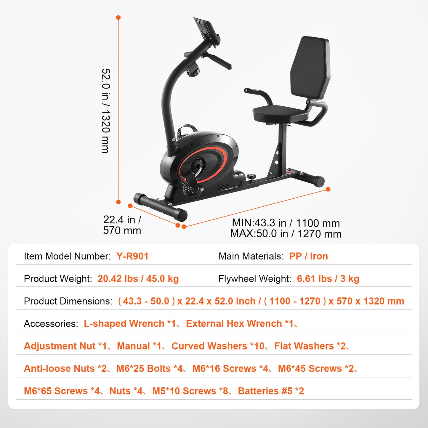 Ligfiets – Hometrainer – Recumbent Fitnessfiets – Seniorentrainer – Magnetische Weerstand – Ergonomisch Ligzitje – Verstelbare Weerstand – Stevig Frame