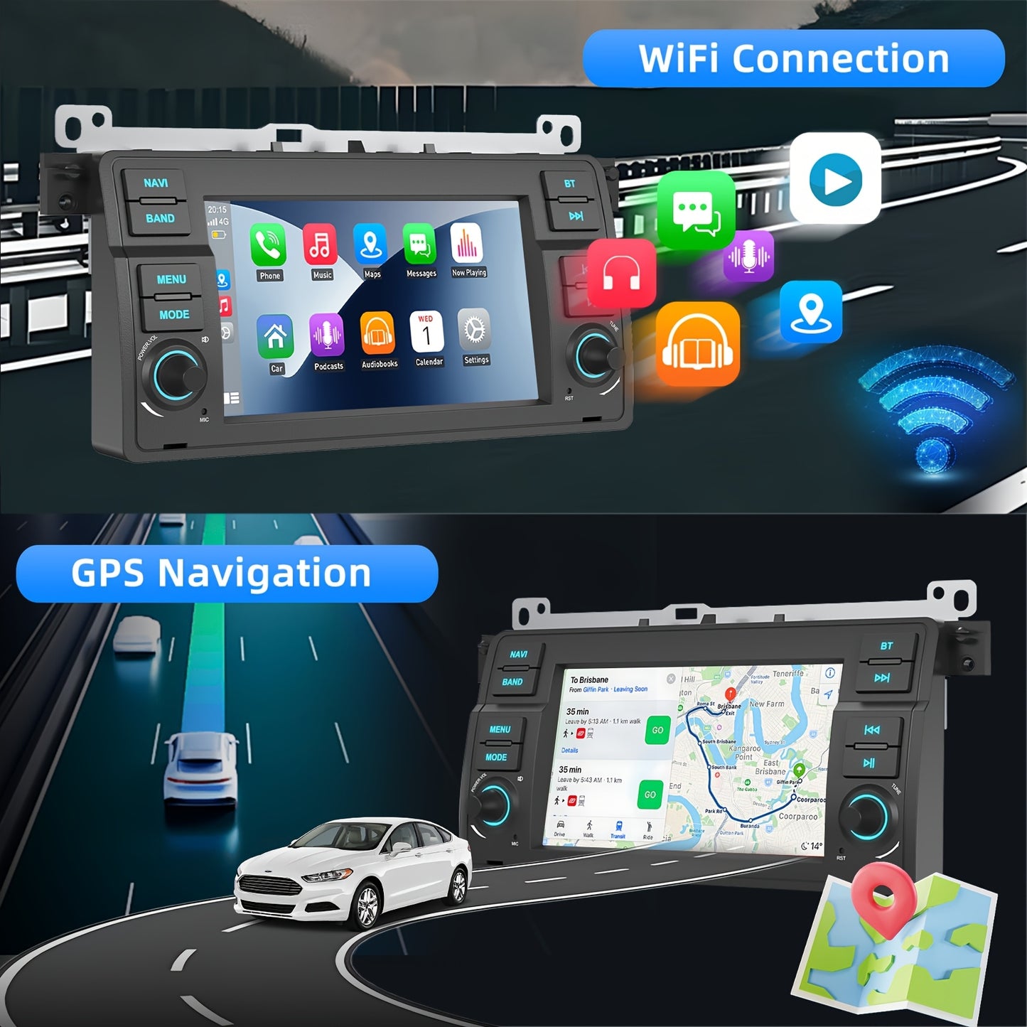 Autoradio – Car Stereo – Touchscreen Radio – Android Car Stereo – Double Din Autoradio – 7 Inch Touchscreen – Android 14 Systeem – WiFi & Bluetooth Connectivity