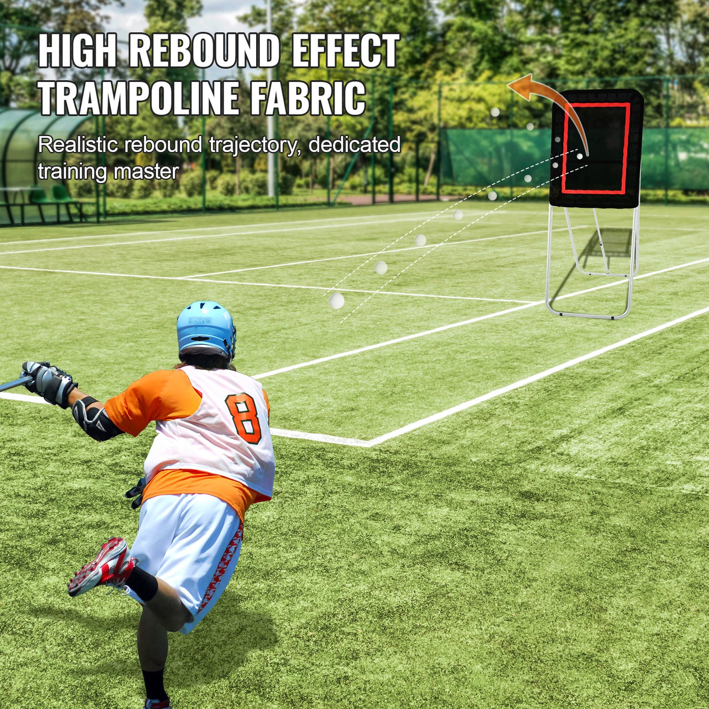 Lacrosse Bounce Back Net – Rebounder – Pitchback Net – Werpscherm – Trainingsnet – Opvouwbaar Frame – Verstelbare Hoek – Duurzaam PVC – Robuust IJzeren Buizen Frame