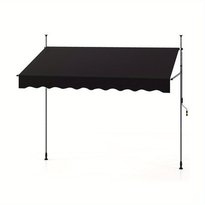 Markies Zonnescherm – Balkon Zonwering – Terras Luifel – Uitschuifbaar Scherm – Klemmarkies – Verstelbaar 210-300 cm – Waterafstotend Polyester – Zwart Gepoedercoat Stalen Frame
